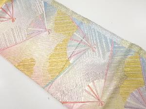 扇に雲模様織り出し　袋帯